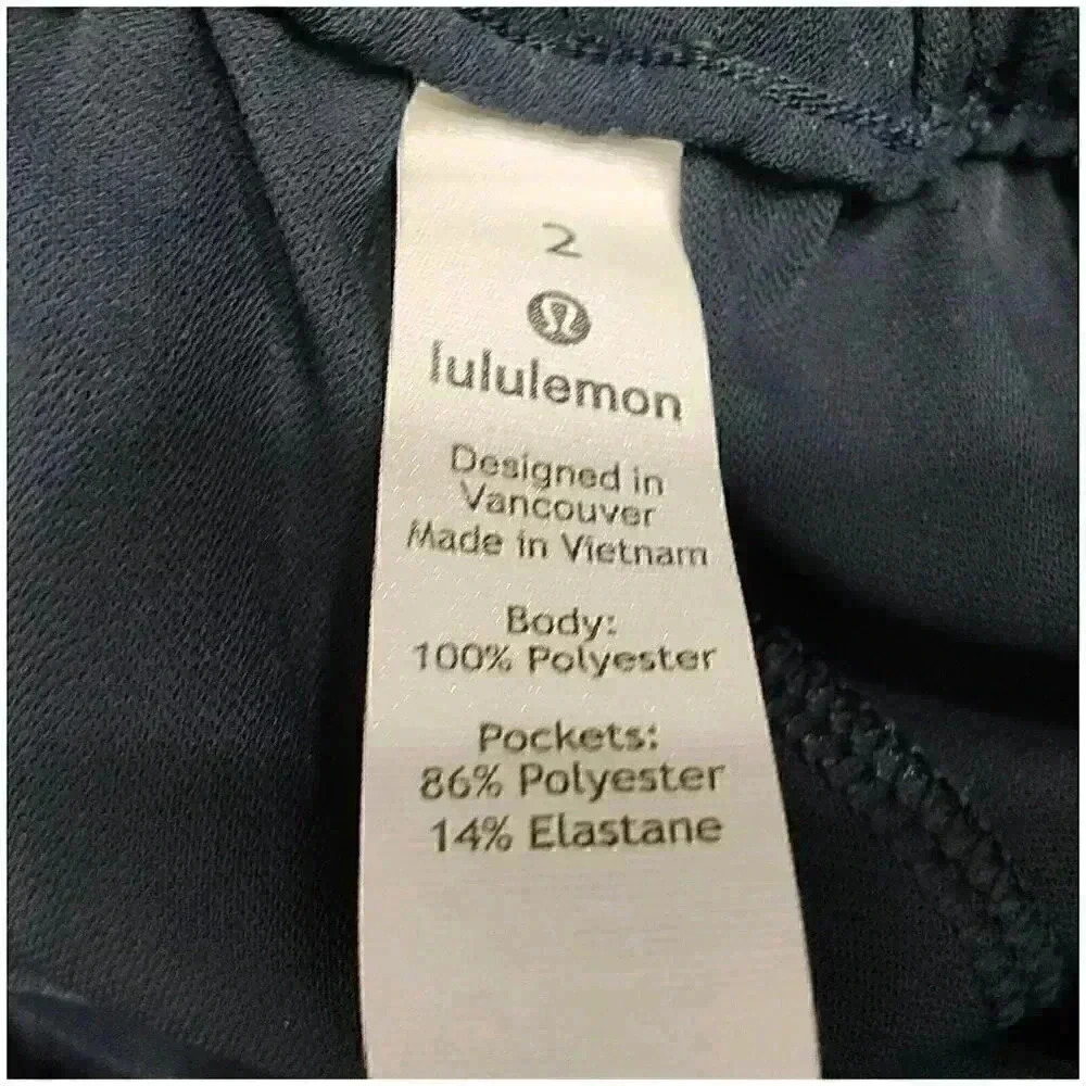 Lululemon Noir Shorts Navy Blue Women's 2 High Rise 5" Elastic Waist Tie Pockets - Picture 4 of 4